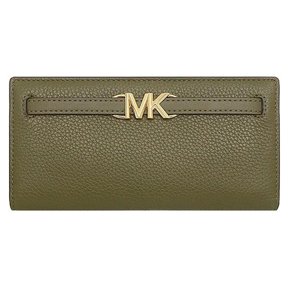 荔枝紋皮革釦式長夾 (橄欖綠)