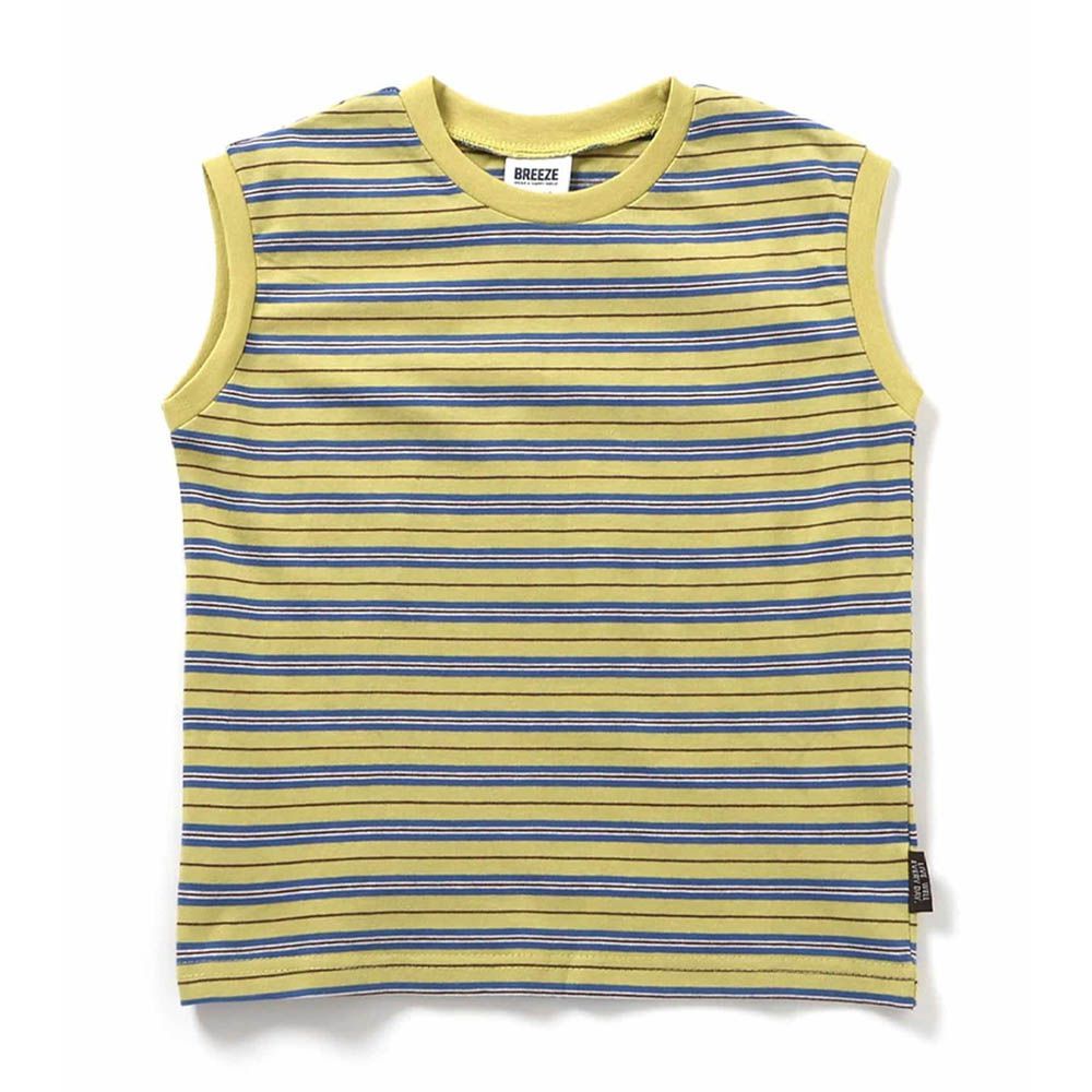 100%棉 休閒感條紋背心上衣-黃