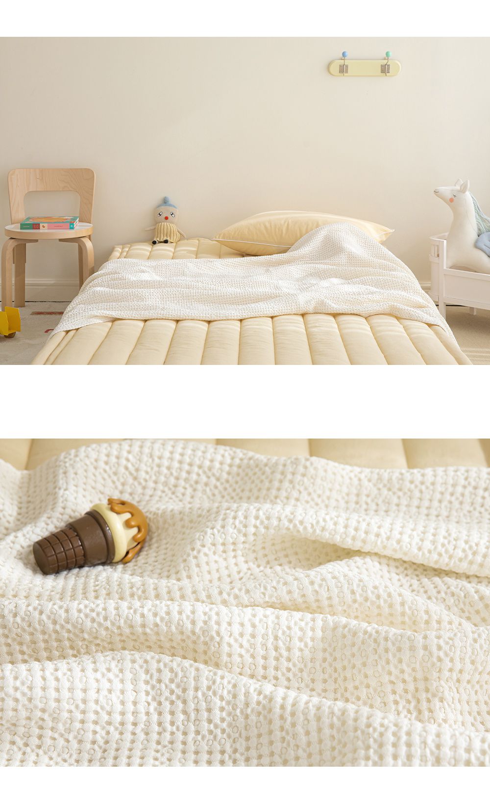 韓國 Maatila - (兒童款)天絲莫代爾鬆餅被毯-原味優格 (130X170cm)