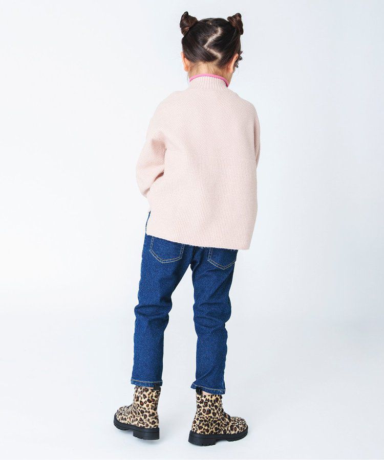 日本 BREEZE - 撞色滾邊落肩針織毛衣-粉x杏