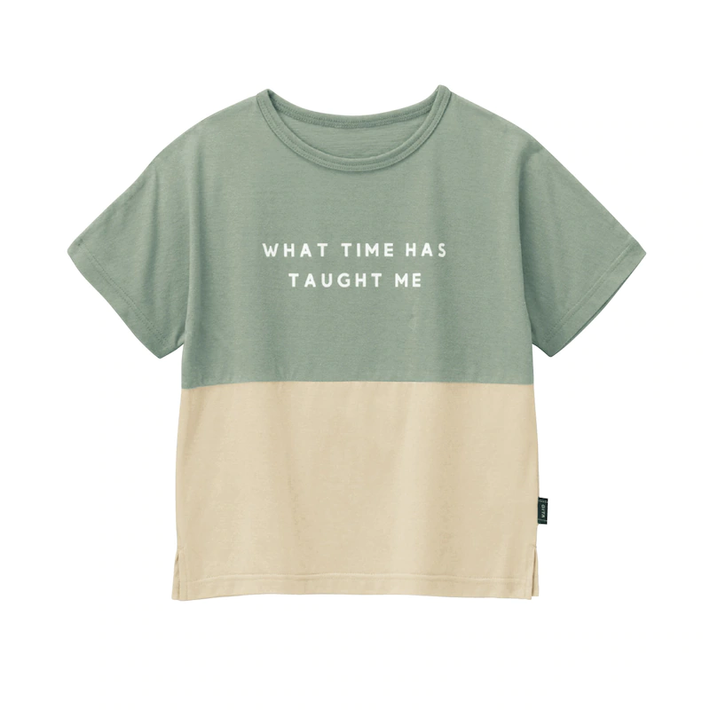 日本千趣會 - GITA 天竺棉印花短T-撞色英文-灰杏