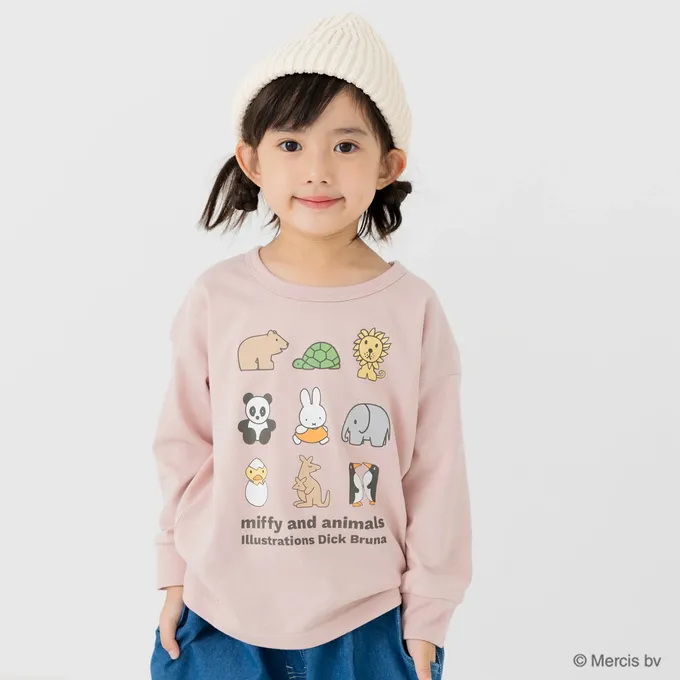 日本 Chil2 - 限定聯名 米飛兔印花長袖上衣-立體刺繡-酒紅