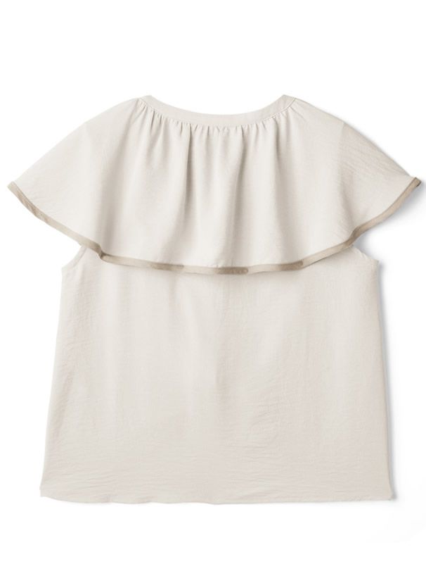 日本 GRL - 氣質大領撞色滾邊無袖上衣-白