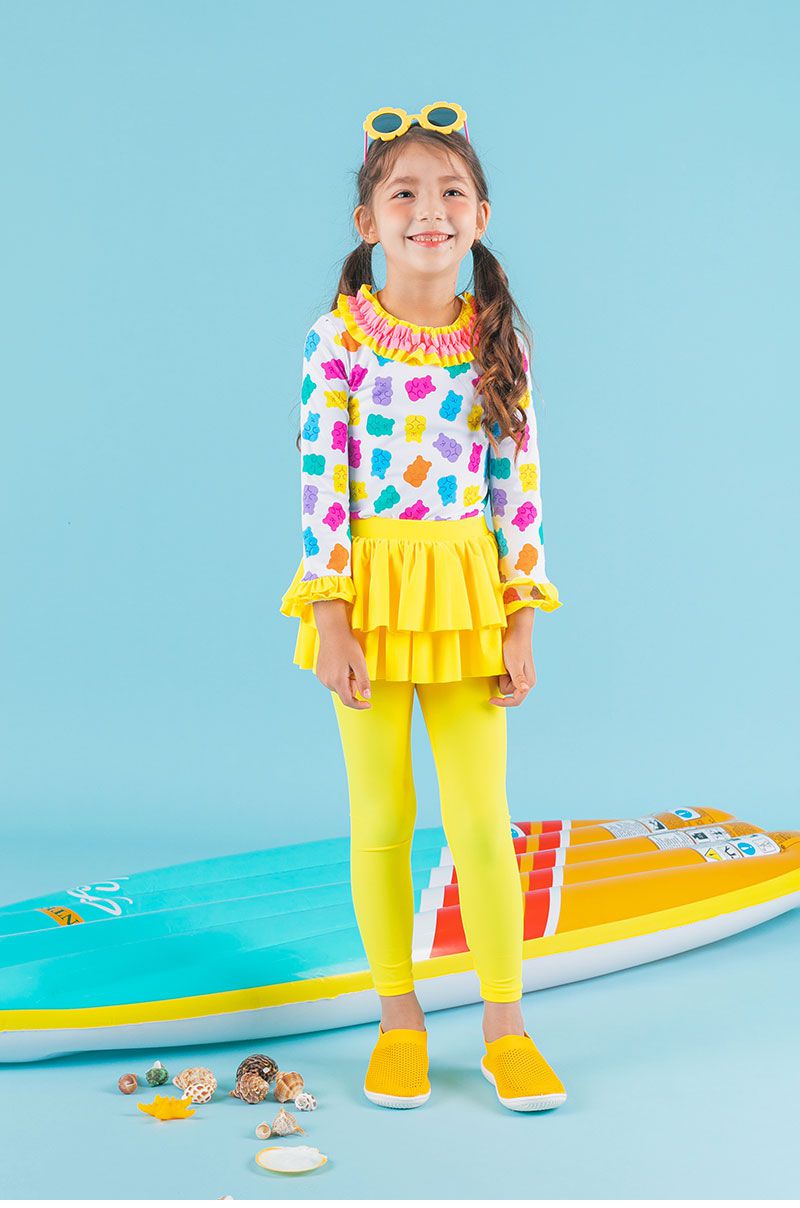 韓國 OZKIZ - 抗UV防曬兒童泳裝-三件組-熊熊軟糖