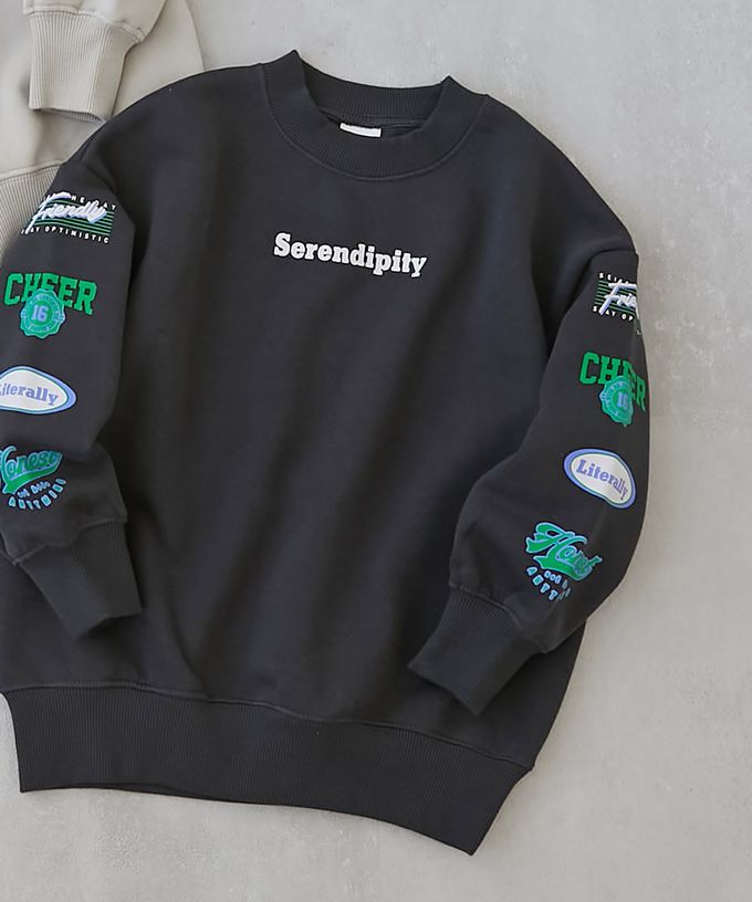 日本 devirock - 裏起毛定番印花長袖上衣-巨大檸檬-黑