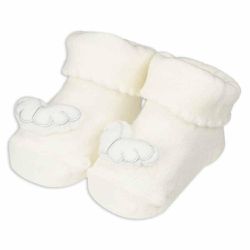 akachan honpo - 新生兒附造型裝飾襪-羽毛-米白色 (7～9cm)