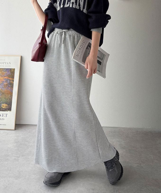日本 Classical Elf - Java 華夫格舒適厚磅魚尾裙-淺灰