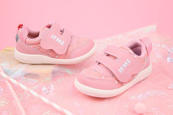 日本IFME - 輕量系列星星粉紅寶寶機能學步鞋-粉紅色