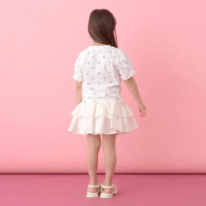 日本 Lycee mine - 純棉滿版印花打褶泡泡袖上衣-愛心-藍紫