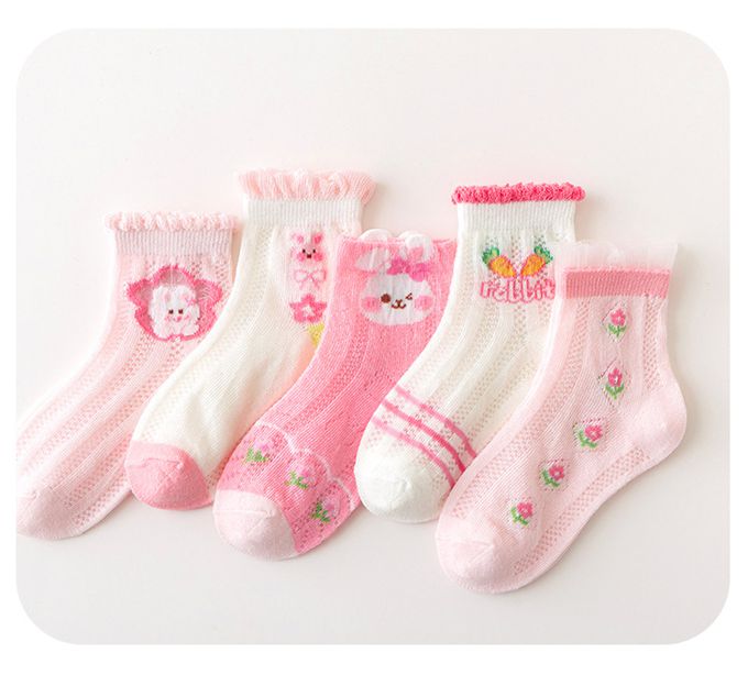 甜心小兔愛胡蘿蔔網眼短筒棉襪