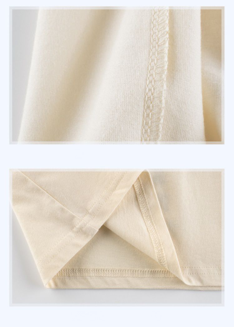 純棉短袖上衣-英文字母+數字7-杏色