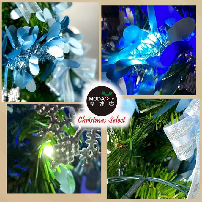 MODACore 摩達客 - 摩達客耶誕-4尺/4呎(120cm)特仕幸福型裝飾綠色聖誕樹+冰雪銀藍系全套飾品配件+50燈LED燈藍白光*1超值組/贈控制器/本島免運費