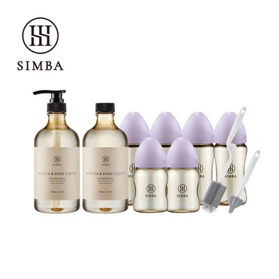 Simba 小獅王辛巴 - 強酵去汙！蘊蜜鉑金PPSU寬口奶瓶清潔明星組-新生適用-紫芙