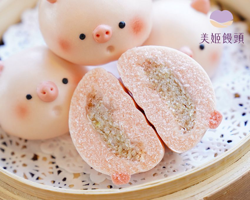 美姬饅頭 - 小豬豬活菌豬高麗菜造型包子 (6入)-50g