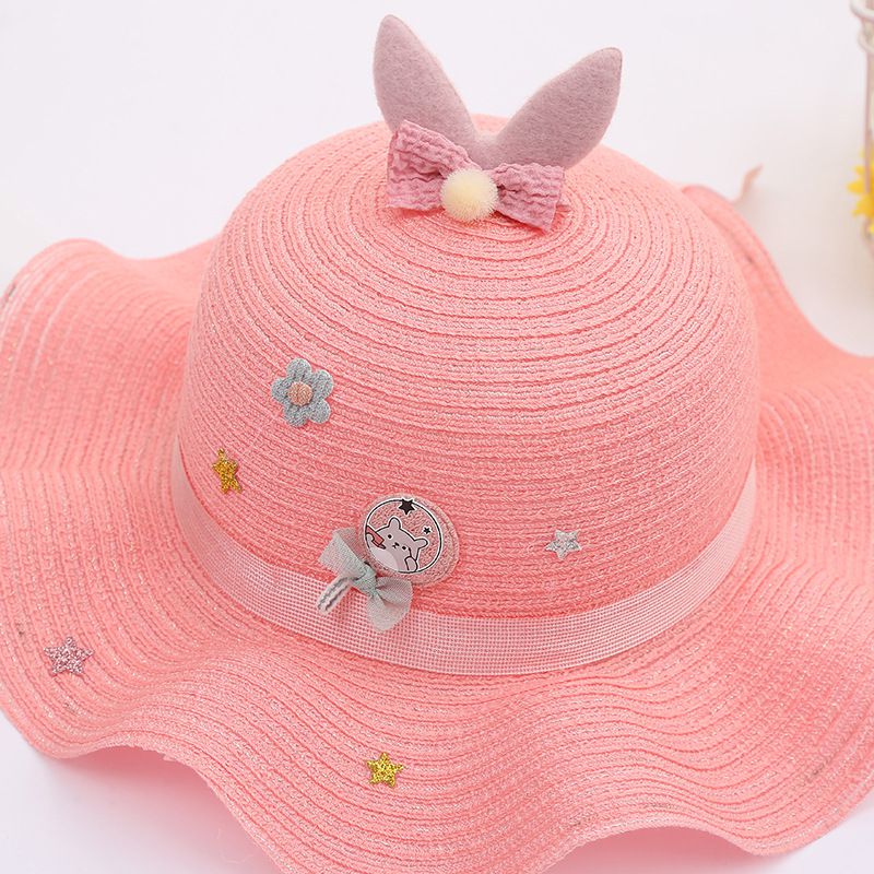 日系沙灘波浪邊草帽/遮陽帽-藍色 (建議2-6歲)