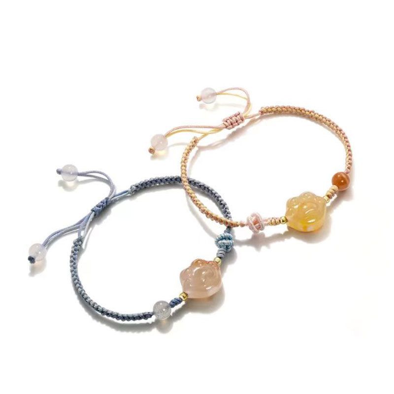 手工編織櫻花瑪瑙手鏈-男款