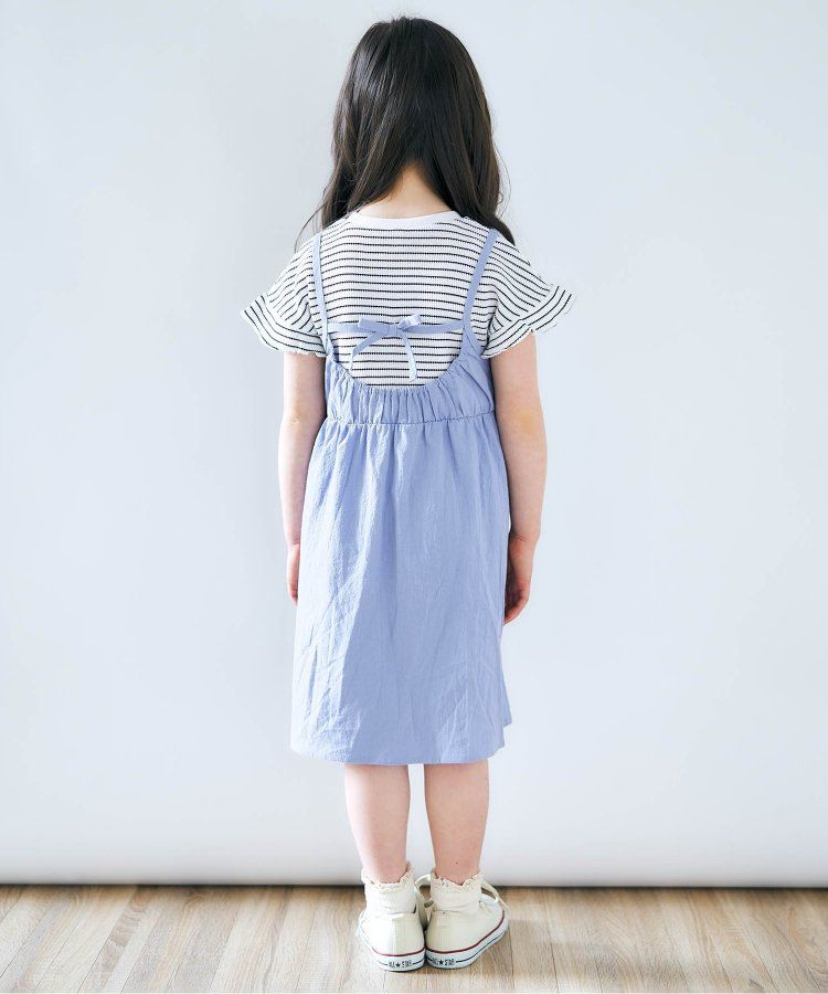 日本 apres les cours - 成熟又可愛的假二件綁帶洋裝-米黃-藍小花