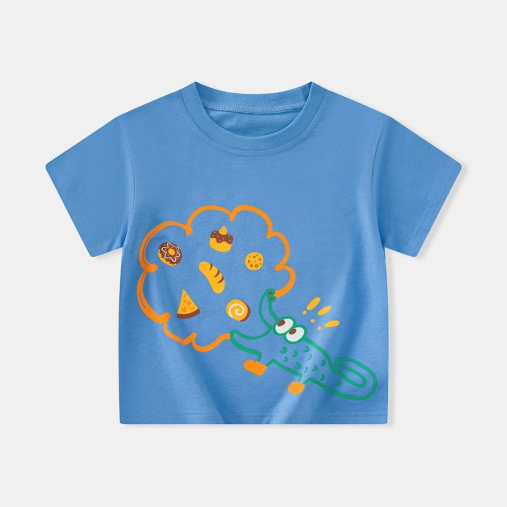 純棉短袖上衣-美食家鱷魚-藍色