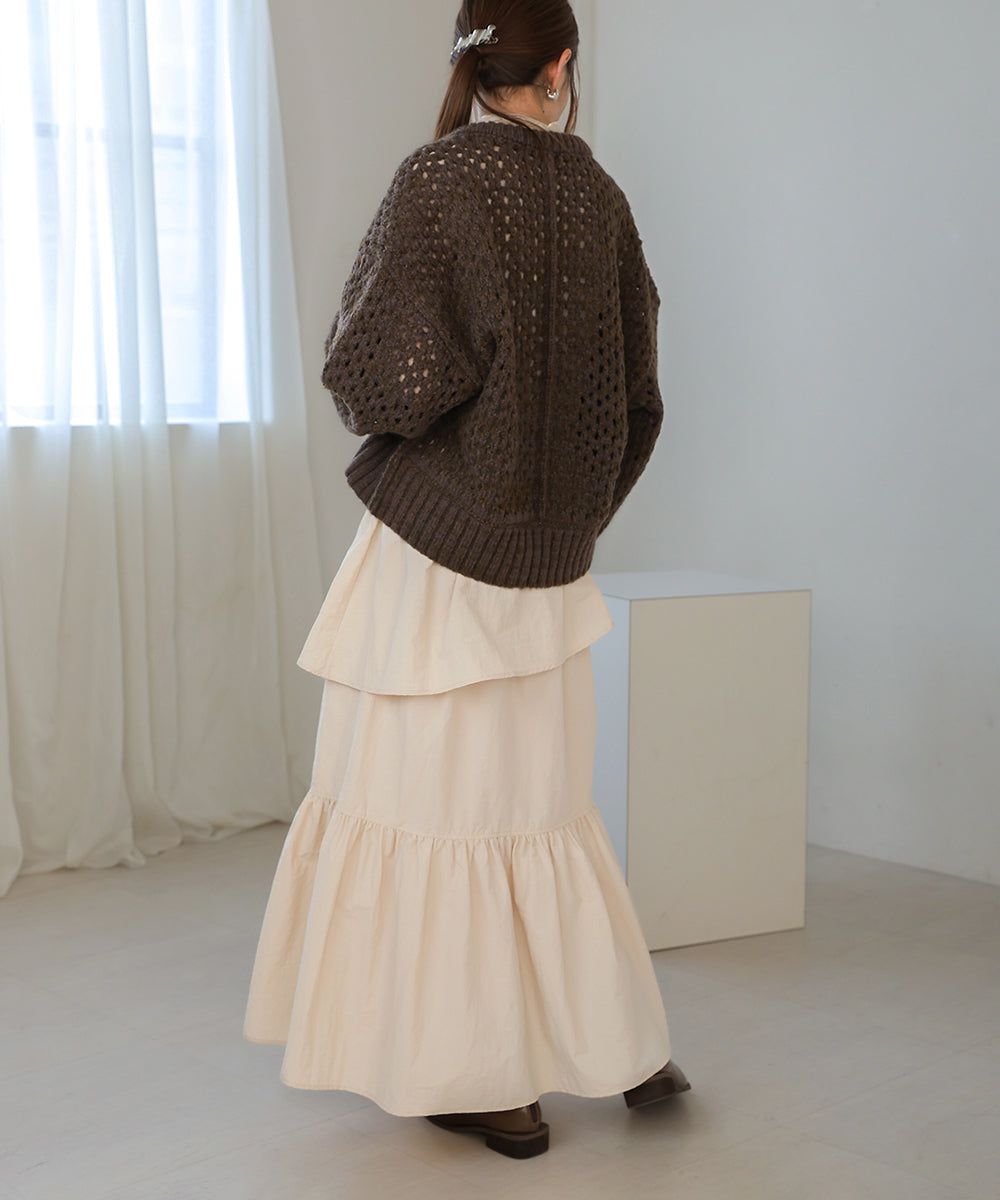 日本 Bab - 成熟可愛立體縐褶蛋糕長裙-米杏 (M)