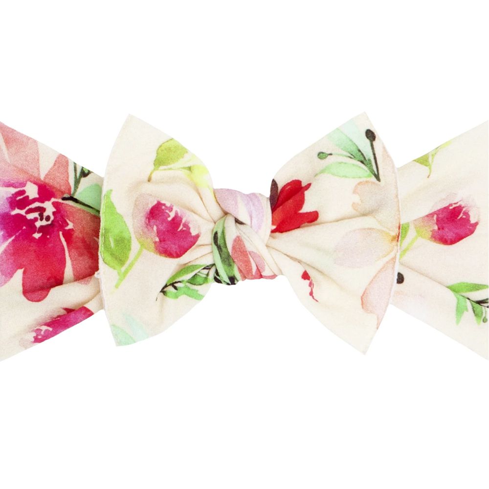 美國baby bling - 純手工極優雅細緻輕柔微彈性/毫無束縛感蝴蝶結髮帶/髮飾_印花經典款-典雅雛菊