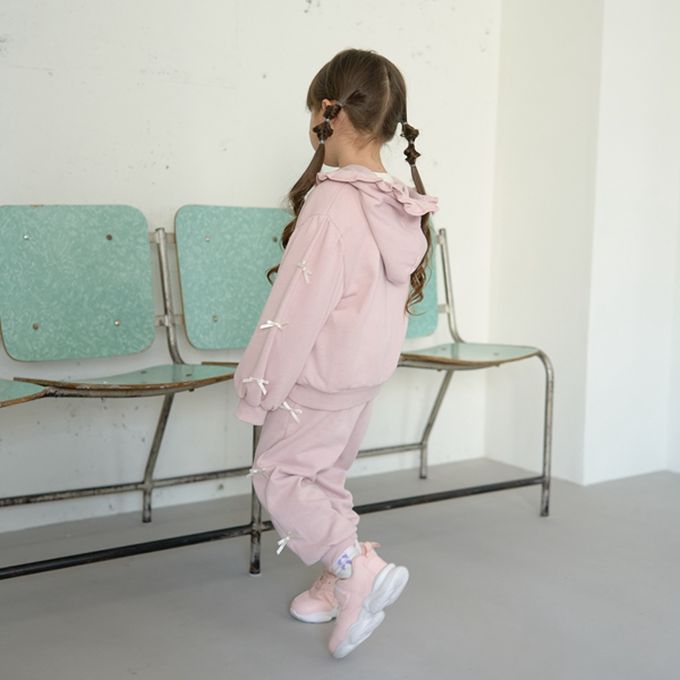 日本 Lycee mine - 蝴蝶結側邊少女休閒長褲-青藍