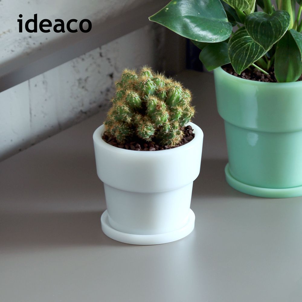 日本IDEACO - 復古風奶玉植栽盆器(直徑9cm)-小-瓷白