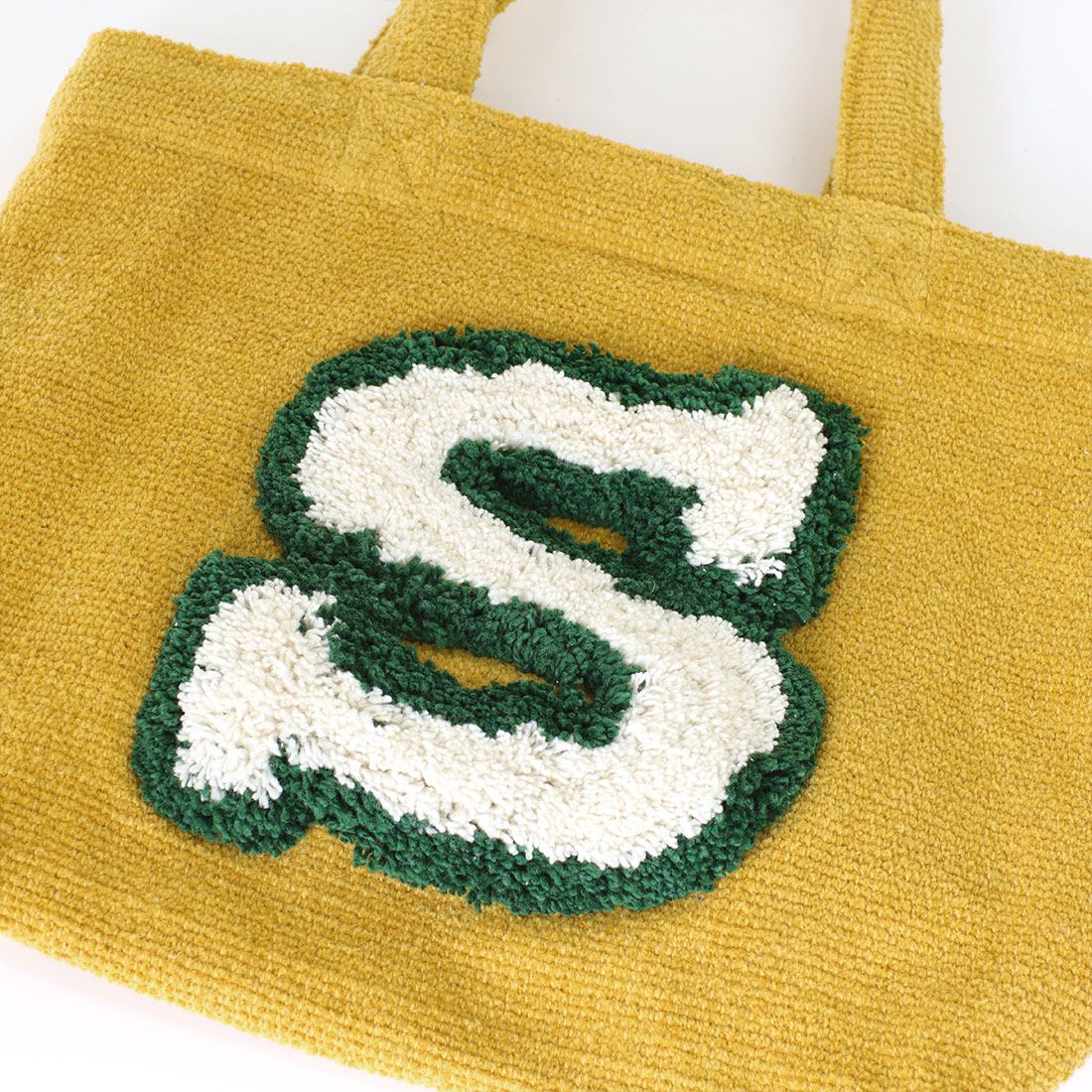 日本 TOMO - 毛茸茸英文字母刺繡帆布包-S-暖黃 (29×21×D10cm)