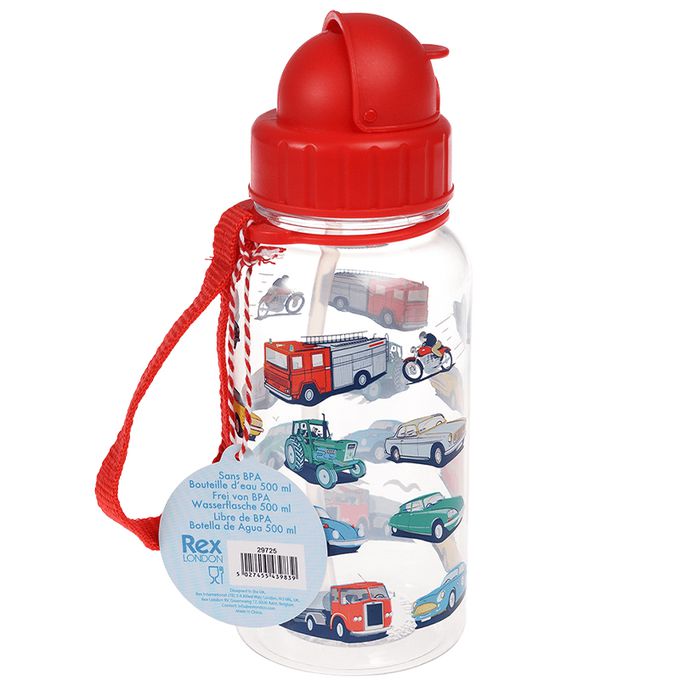 英國 Rex London - 兒童Tritan™吸管水瓶-復古車車(500ML)