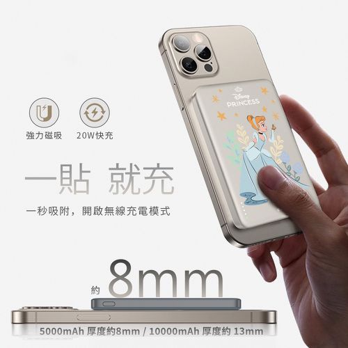 ✂附wh貼紙 迪士尼 20W PD超薄磁吸無線快充行動電源 10000mAh-小美人魚