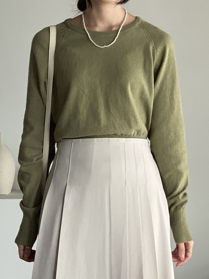 韓國女裝連線 - 淑女後鬆緊綁帶蝶結打褶中長裙-米 (FREE)