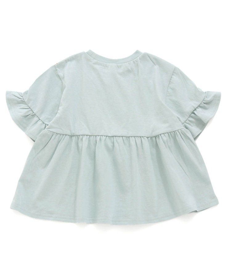 日本 apres les cours - 清新小白花蝴蝶結短袖上衣-水藍