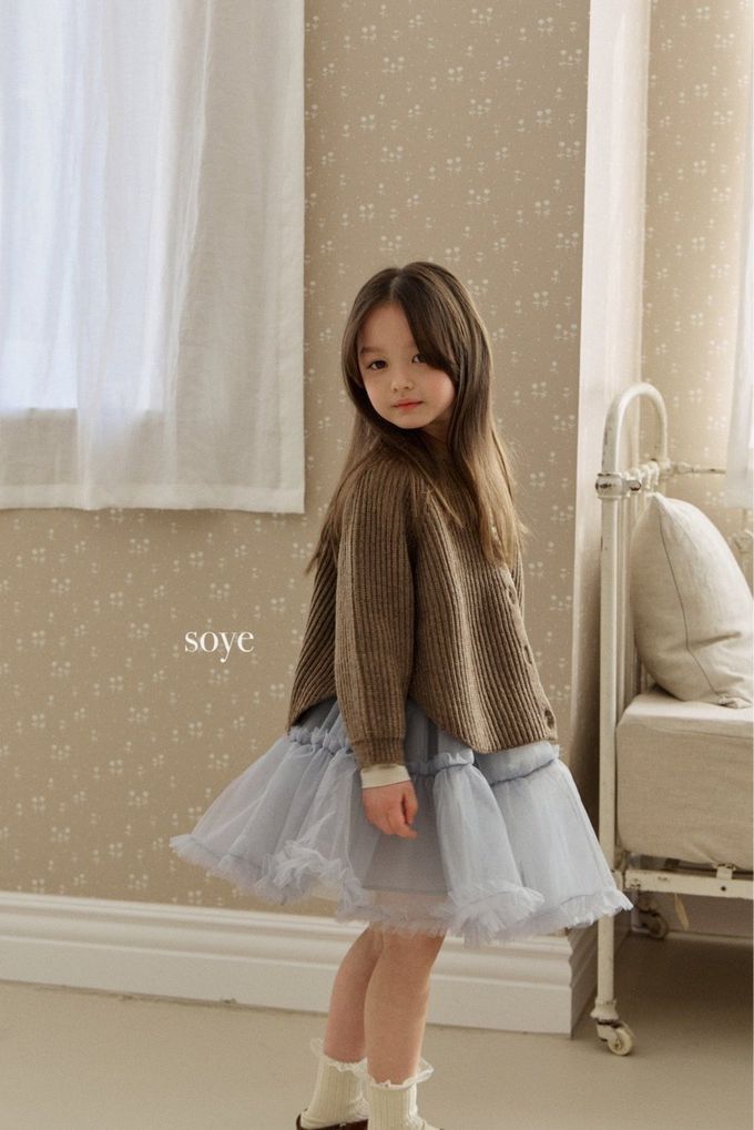 韓國 soye - 夢幻蕾絲層次拼接蓬蓬裙-灰藍