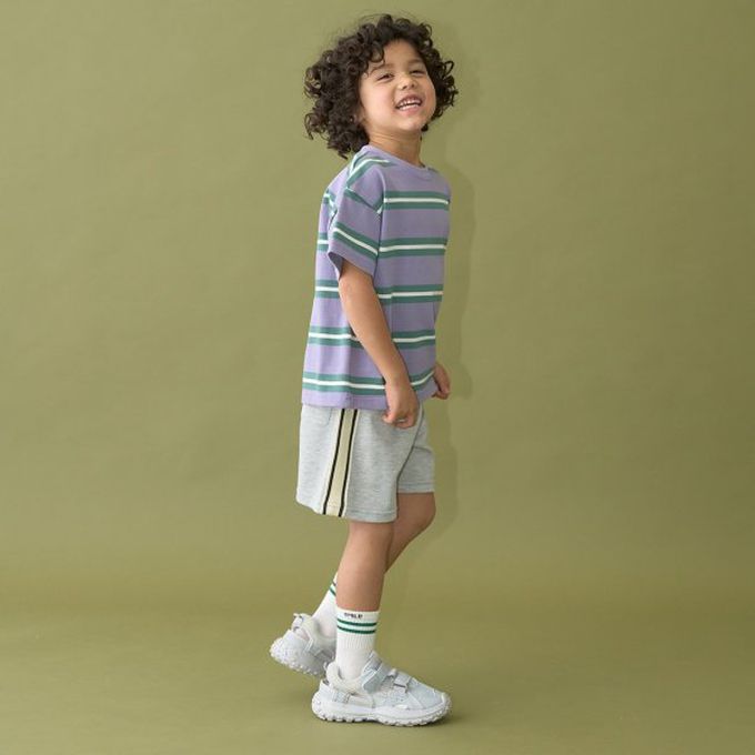 日本 b-ROOM - 側邊線條休閒短褲(4分丈)-檸檬黃