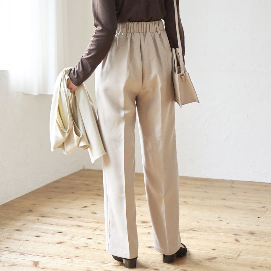 日本 Rejoule - 百搭修身打褶西裝褲-時尚黑