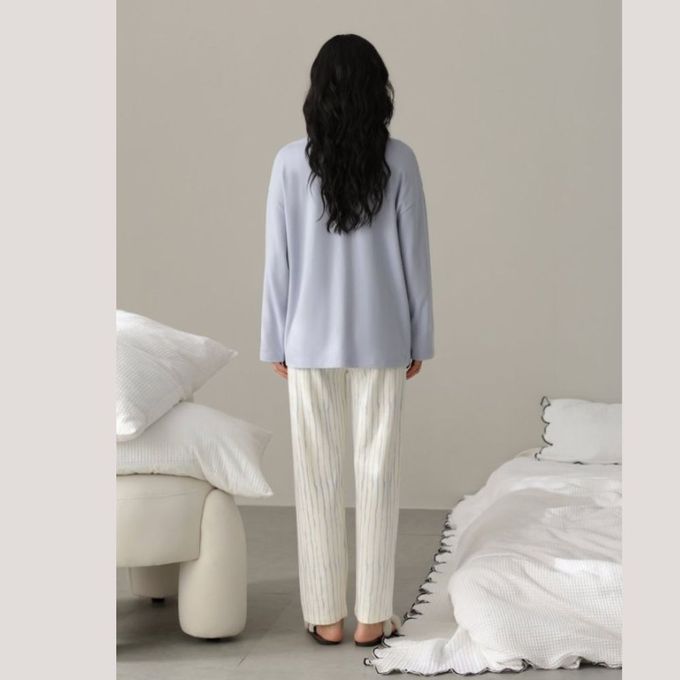 全棉長袖可愛白熊待產哺乳款套裝居家服