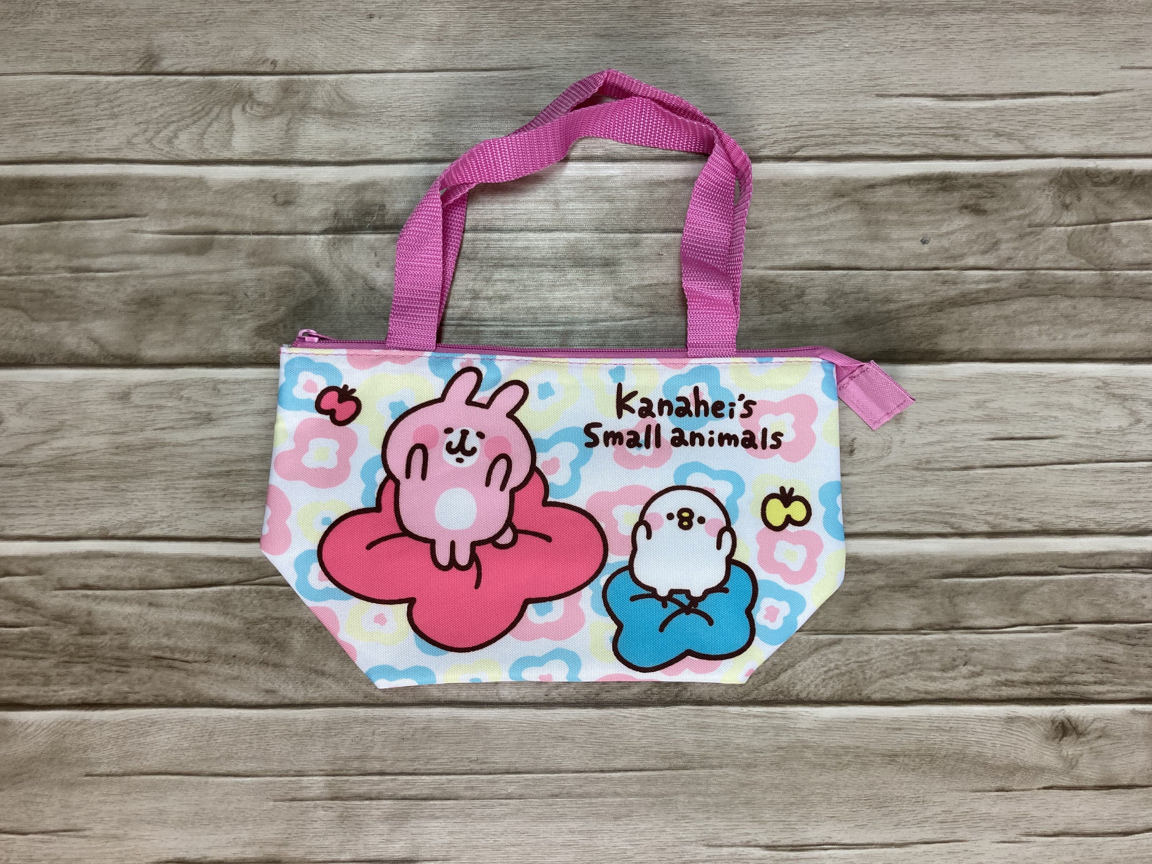 卡娜赫拉 - 小動物餃型保溫便當袋-繽紛碎花-藍底