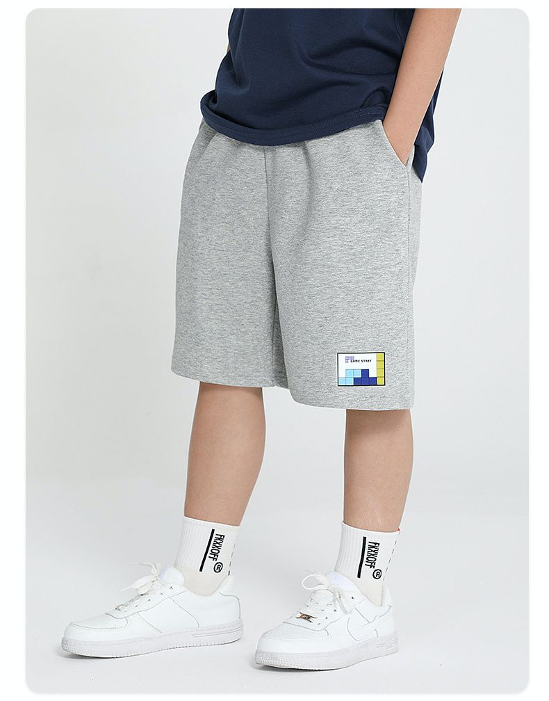 個性五分短褲-俄羅斯方塊-卡其色