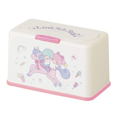 收納王妃 - 三麗鷗Sanrio【雙子星獨角獸】50入口罩收納盒 衛生紙盒 濕紙巾盒 塑膠收納 內建彈簧自動向上