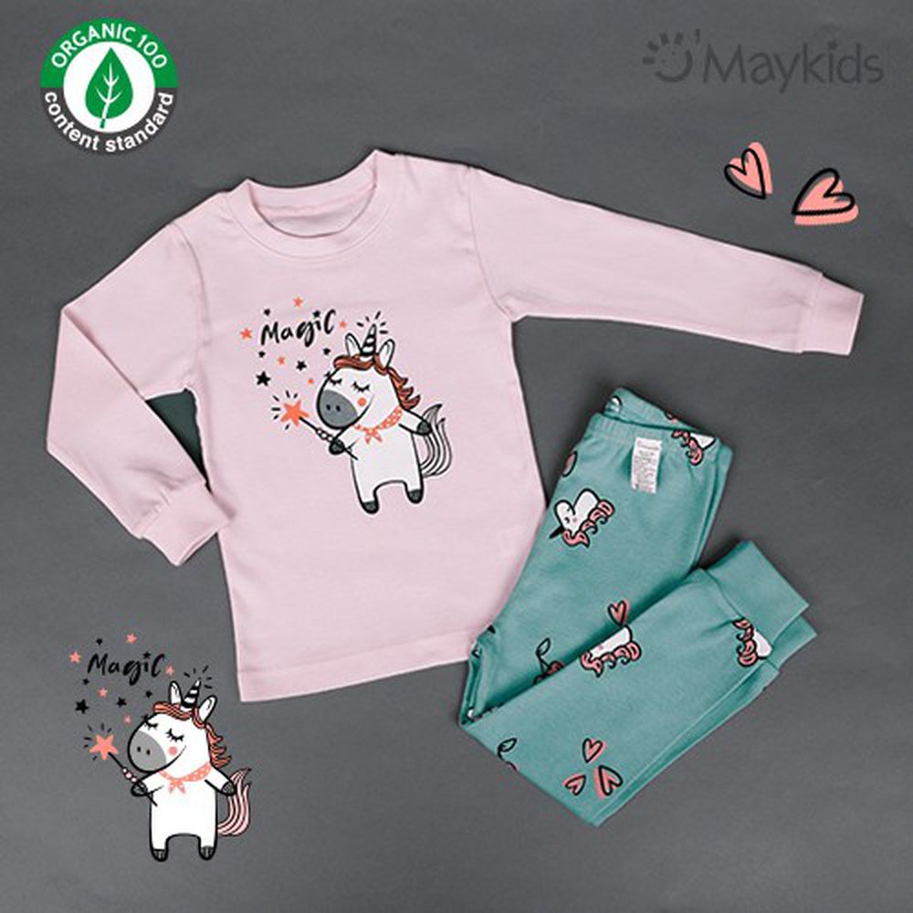 韓國 Maykids - (剩90,110)30支有機棉長袖家居服-魔法獨角獸