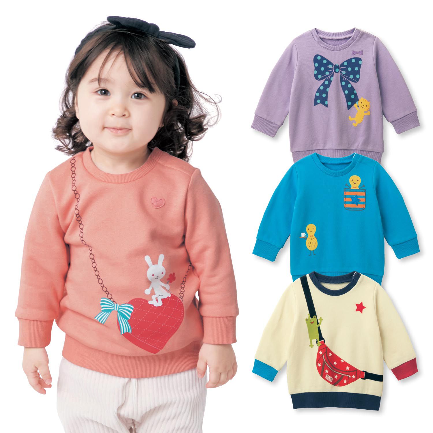 日本千趣會 - (日本chokochoko) 純棉裏毛長T-花生兄弟-藍