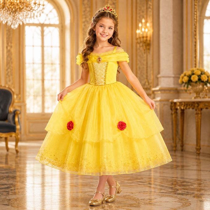 美女玫瑰公主蓬裙洋裝 Belle 貝兒公主 美女與野獸造型服