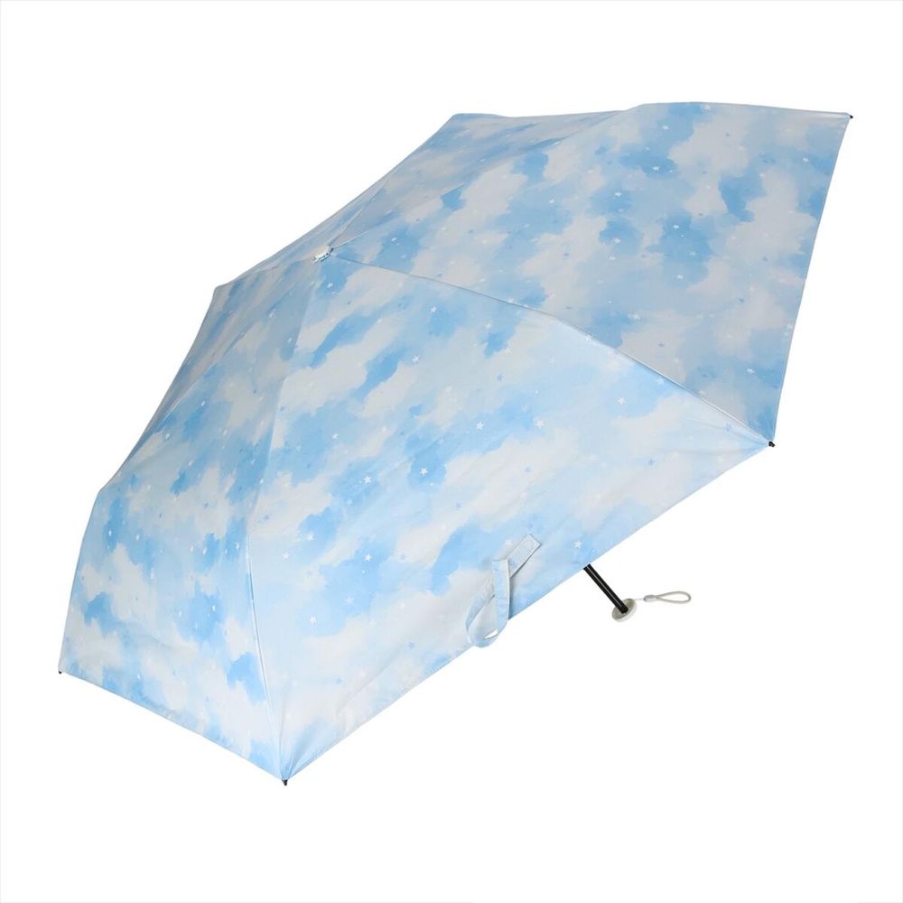 日本 nifty colors - 抗UV超輕量 晴雨兩用折疊傘(遮光遮熱款)-藍天星星 (直徑98cm/172g)-99.9%