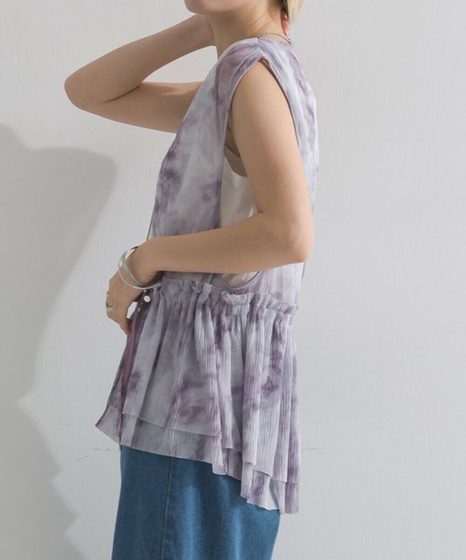 日本 le colis - 仙氣薄紗層次穿搭背心(腰抽繩)-米杏