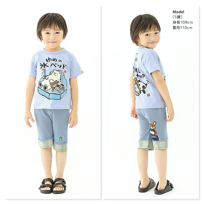 日本 ZOOLAND - 和風印花純棉短袖上衣-夏天好涼-米白