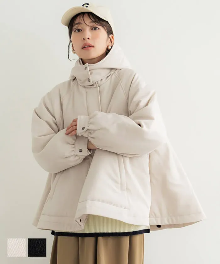 日本 COCA - 斗篷設計鋪棉連帽外套-米杏