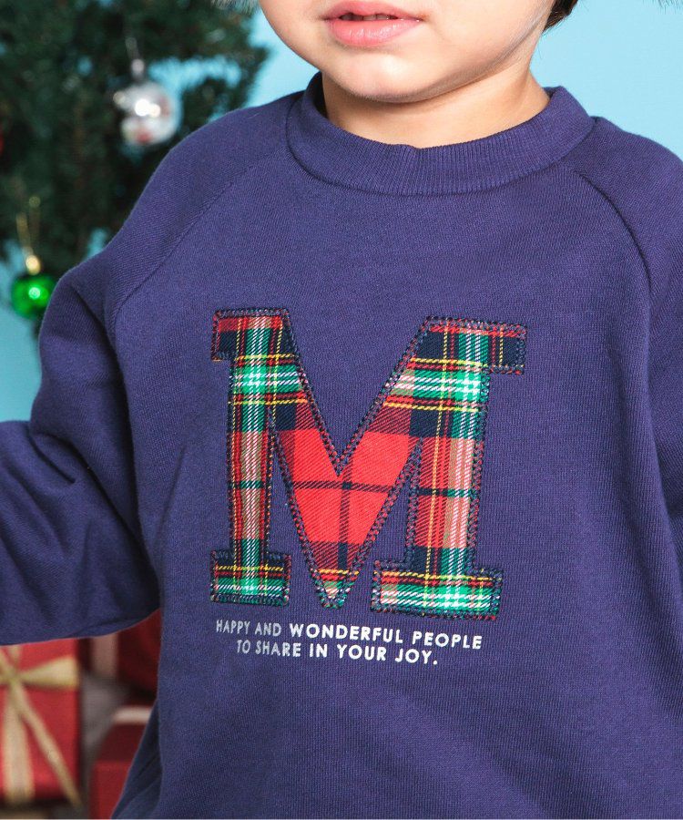 日本 BREEZE - 節慶滿點！裏毛長袖上衣-格紋-奶油米