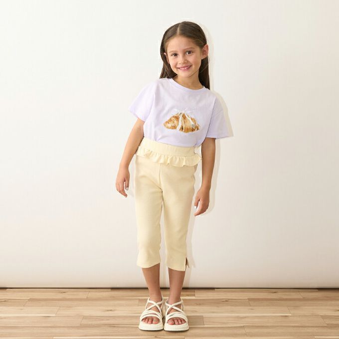 日本 Lycee mine - 100%棉 甜蜜印花短袖上衣-白色小狗-淺藍