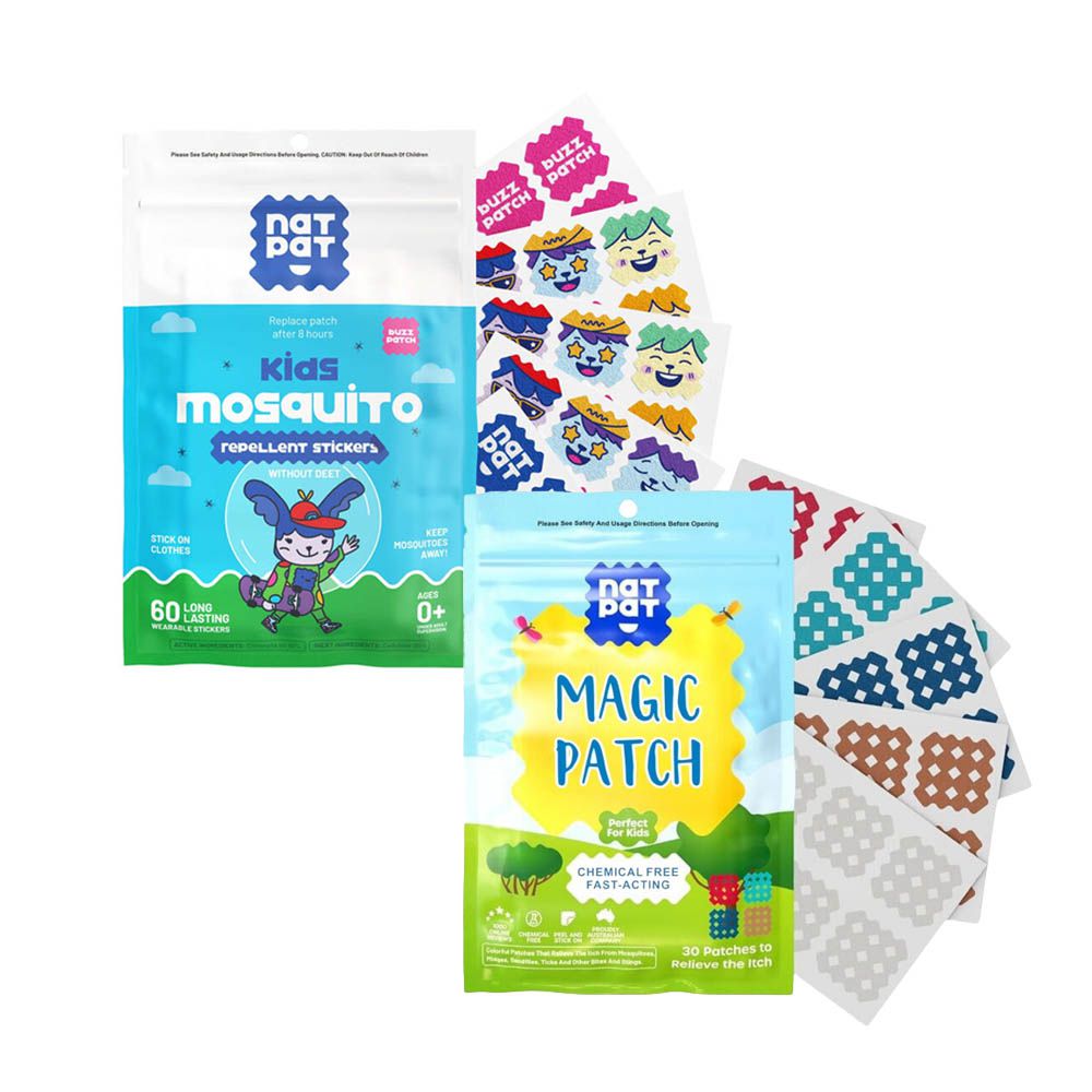 止癢貼+驅蚊貼五星好評組合（麻吉貼30入/包+驅蚊貼60入/包各一）