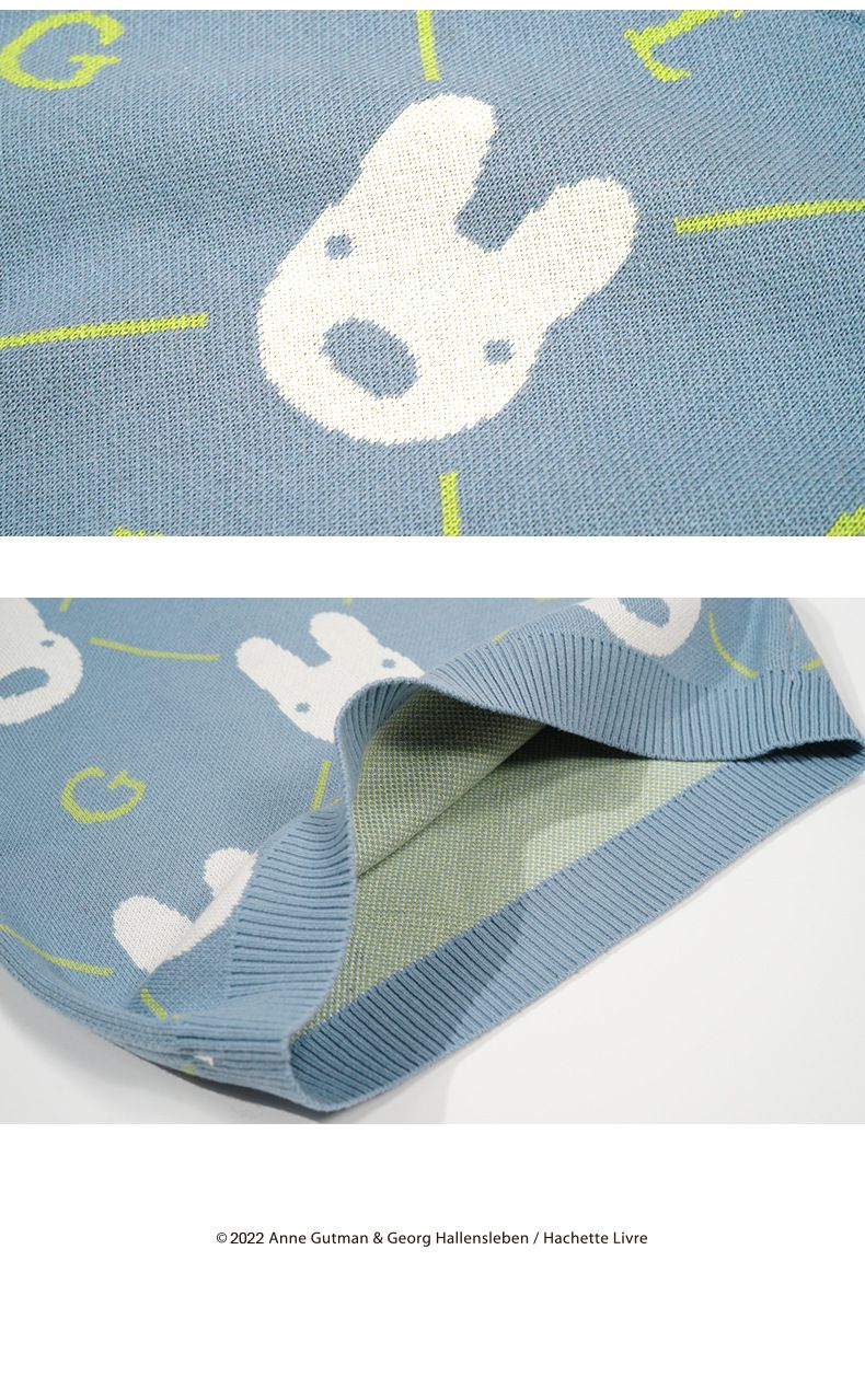 Minizone - 純棉針織保暖背心-卡通人物卡斯波-綠色