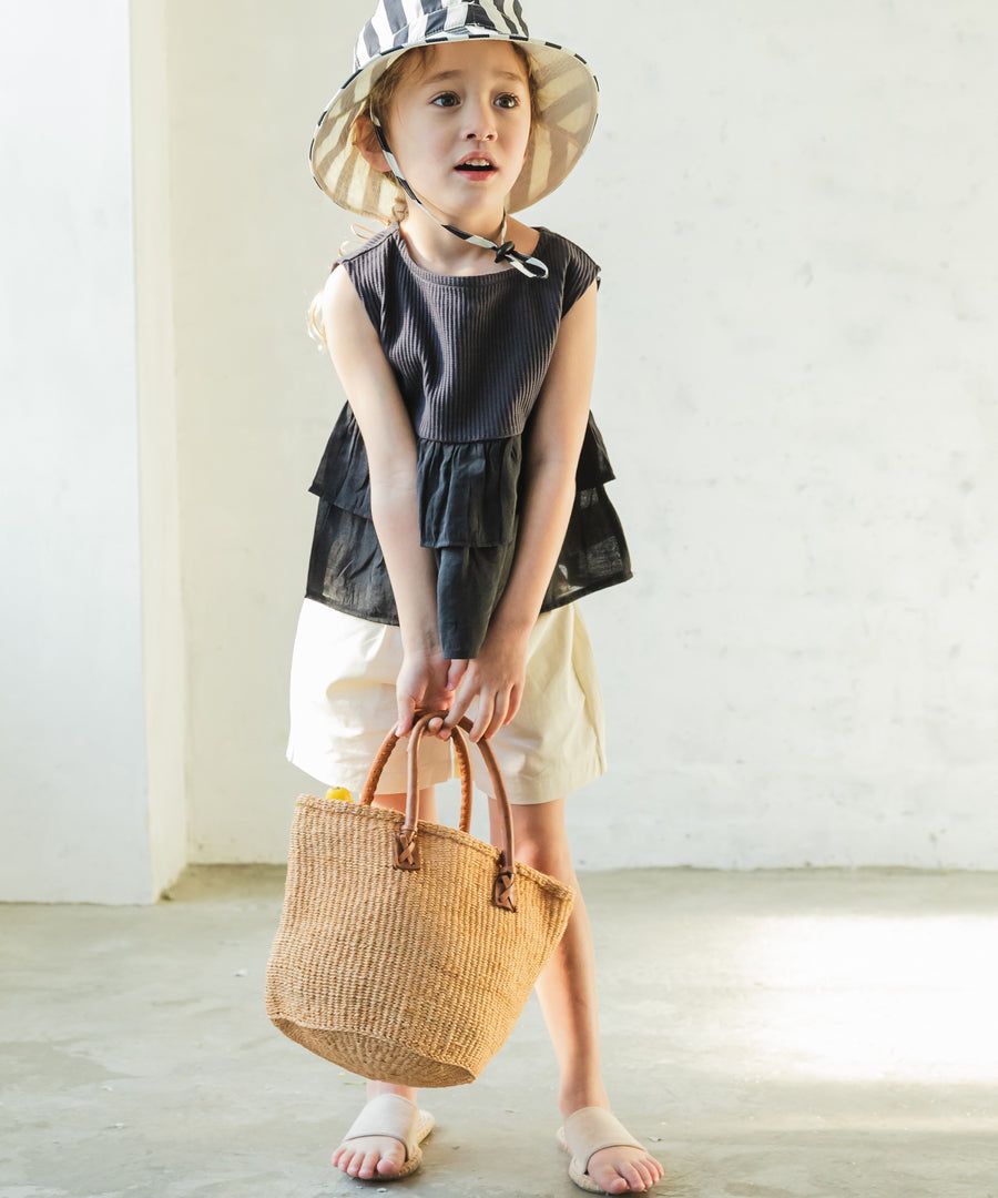 日本 PAIRMANON - 雙層荷葉鬆餅紋無袖上衣-紫